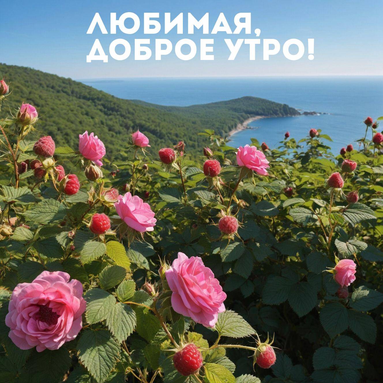 Утро, красивые розовые цветы на фоне зелёных листьев