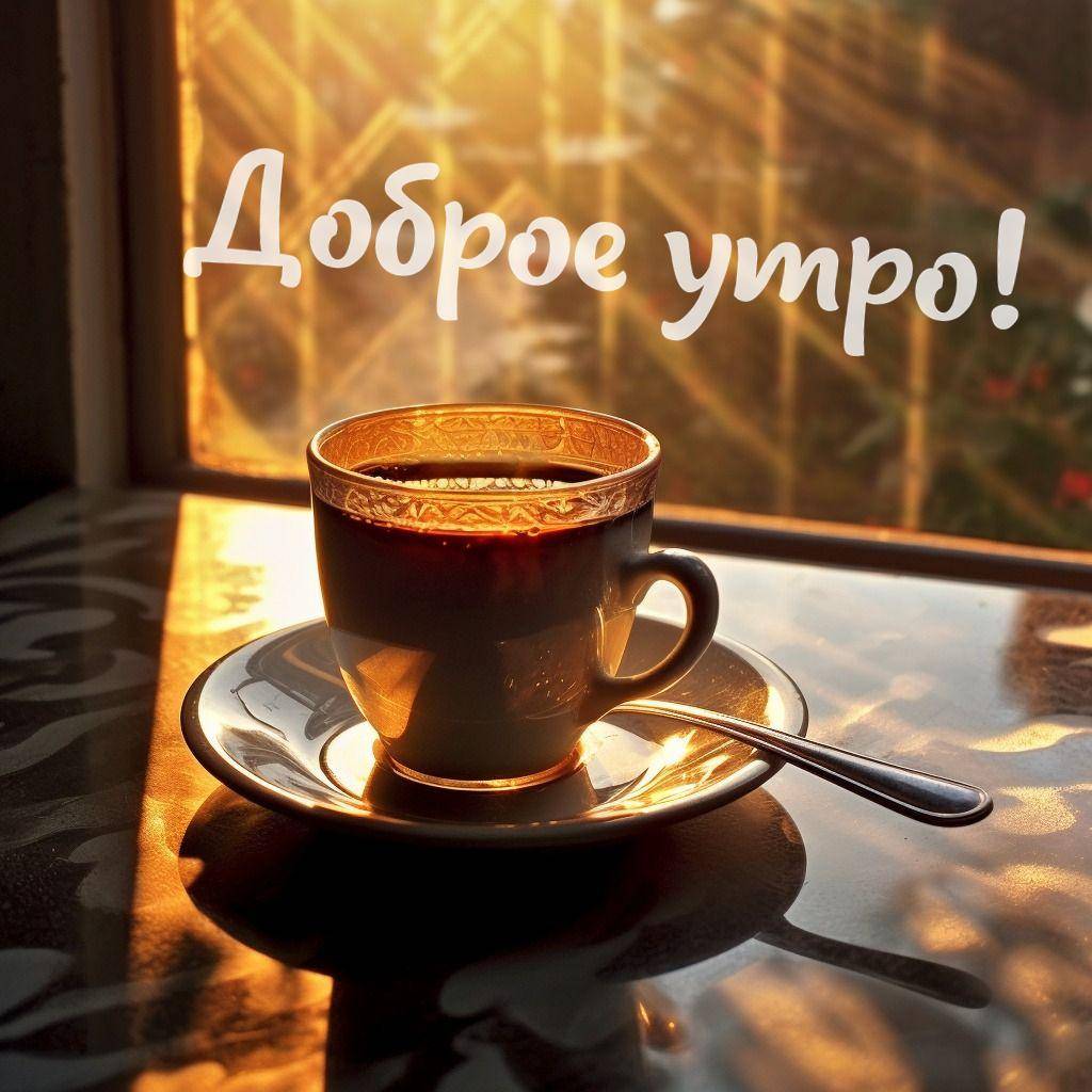 Утро, чашка с напитком на солнце