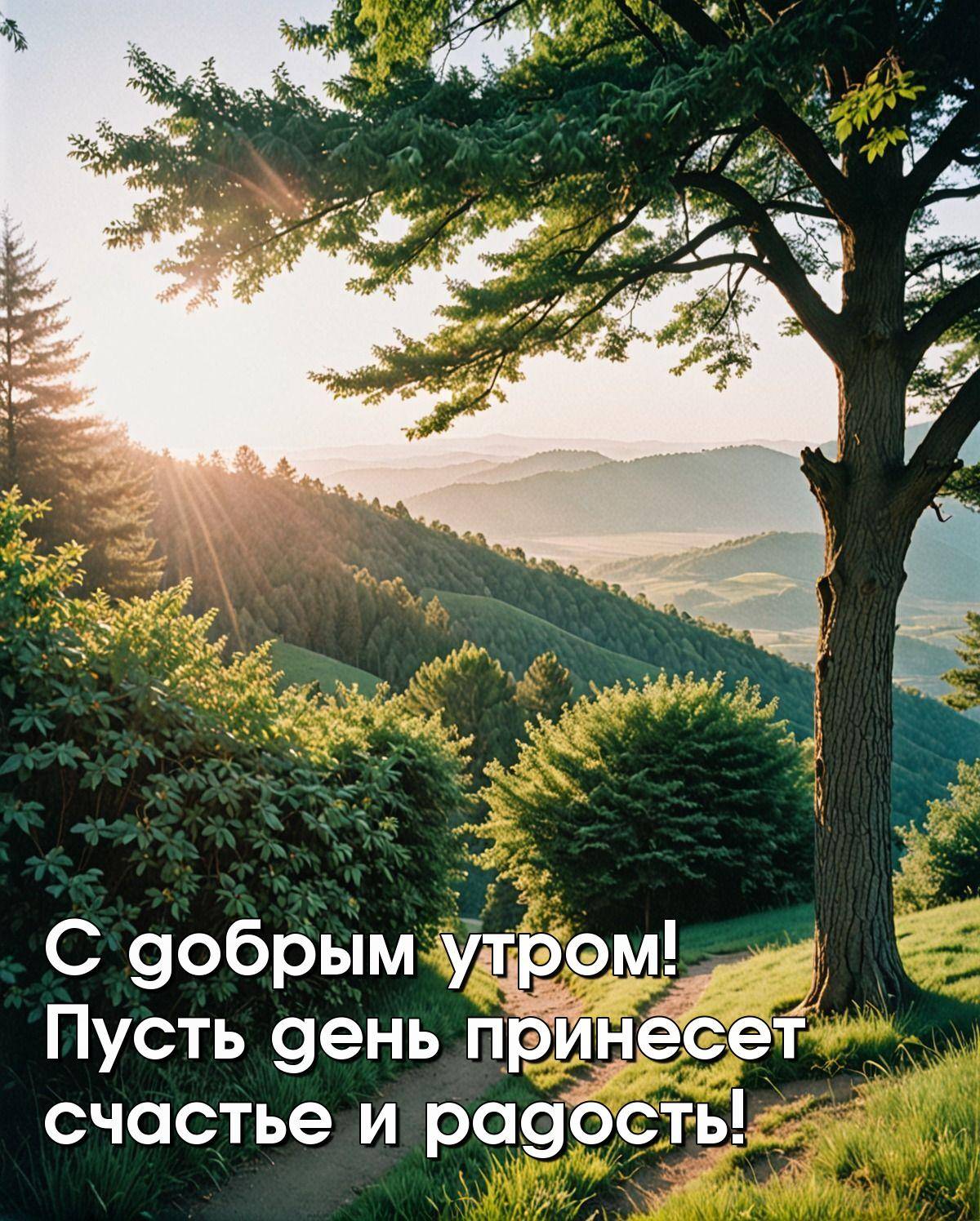 Утро, красивая природа, дерево и тропинка
