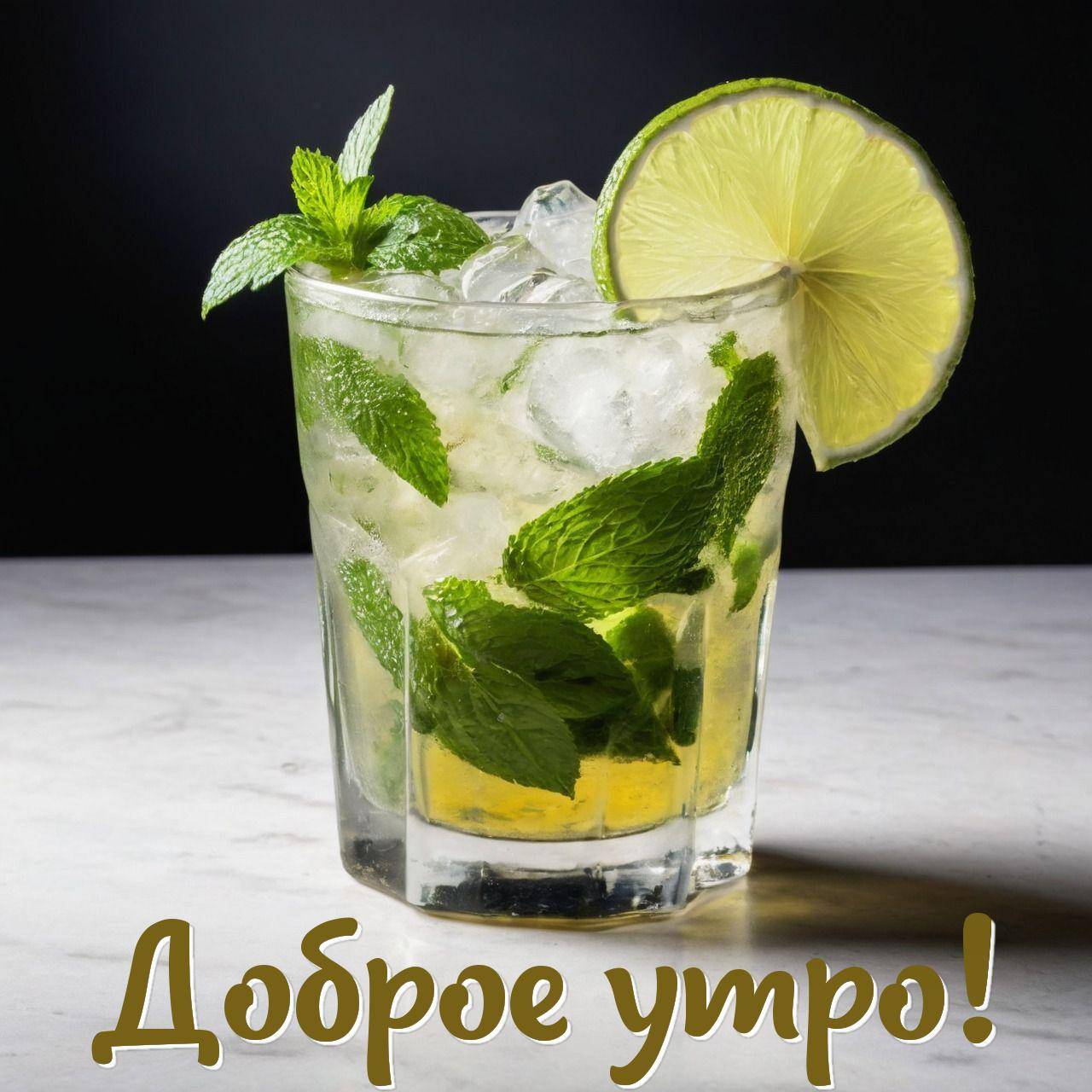 Утро, освежающий напиток мохито в стеклянном стакане
