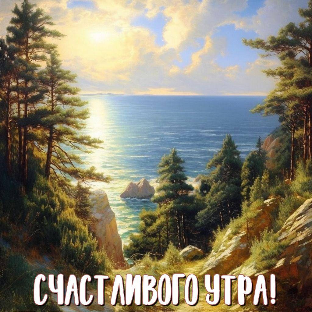 Утро, живописный пейзаж с видом на море