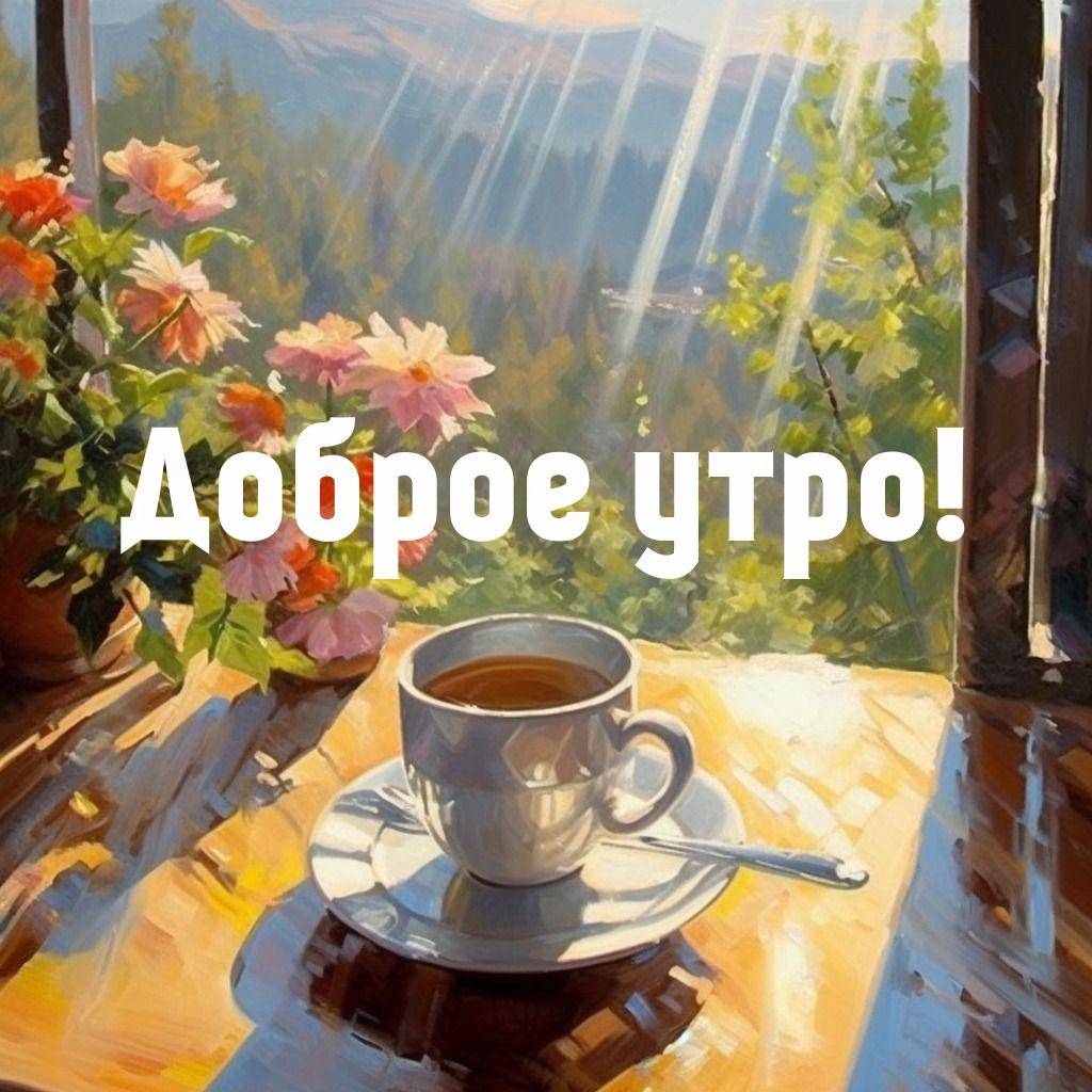 Утро, чашка с напитком на блюдце на столе