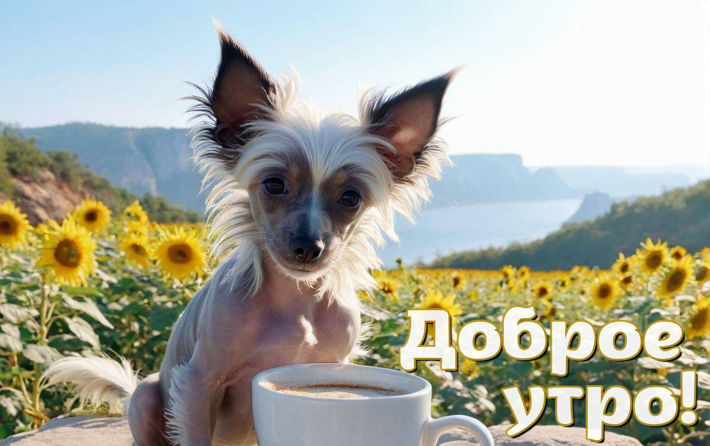 Утро, лысая собака с длинной шерстью