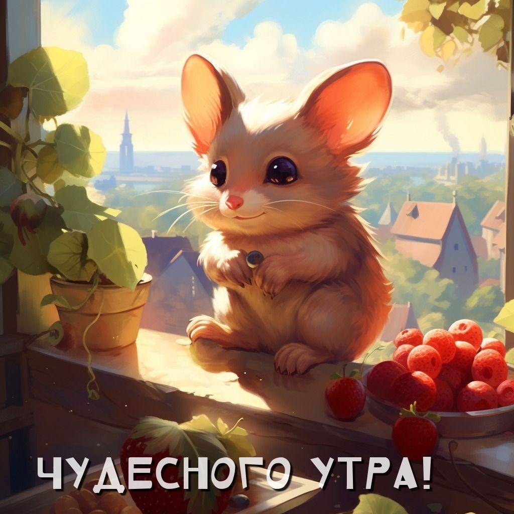Утро, очаровательный пушистый зверёк с большими глазами на подоконнике