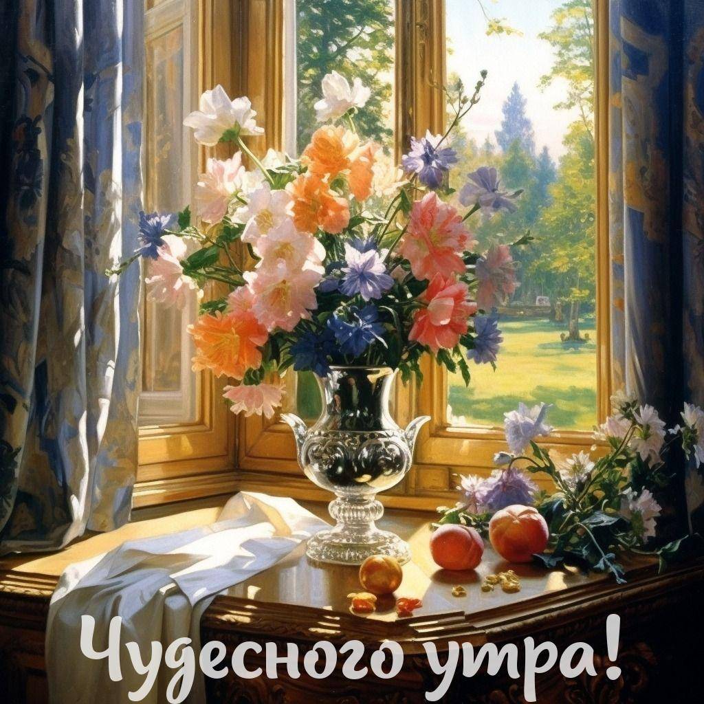 Утро, уютный уголок комнаты с вазой цветов