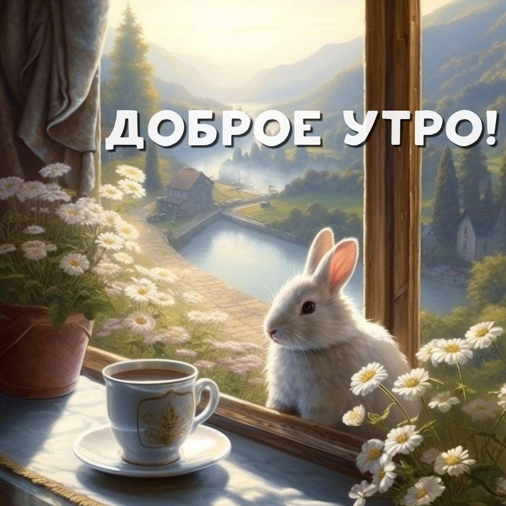Утро, уютное окно с видом на живописный пейзаж