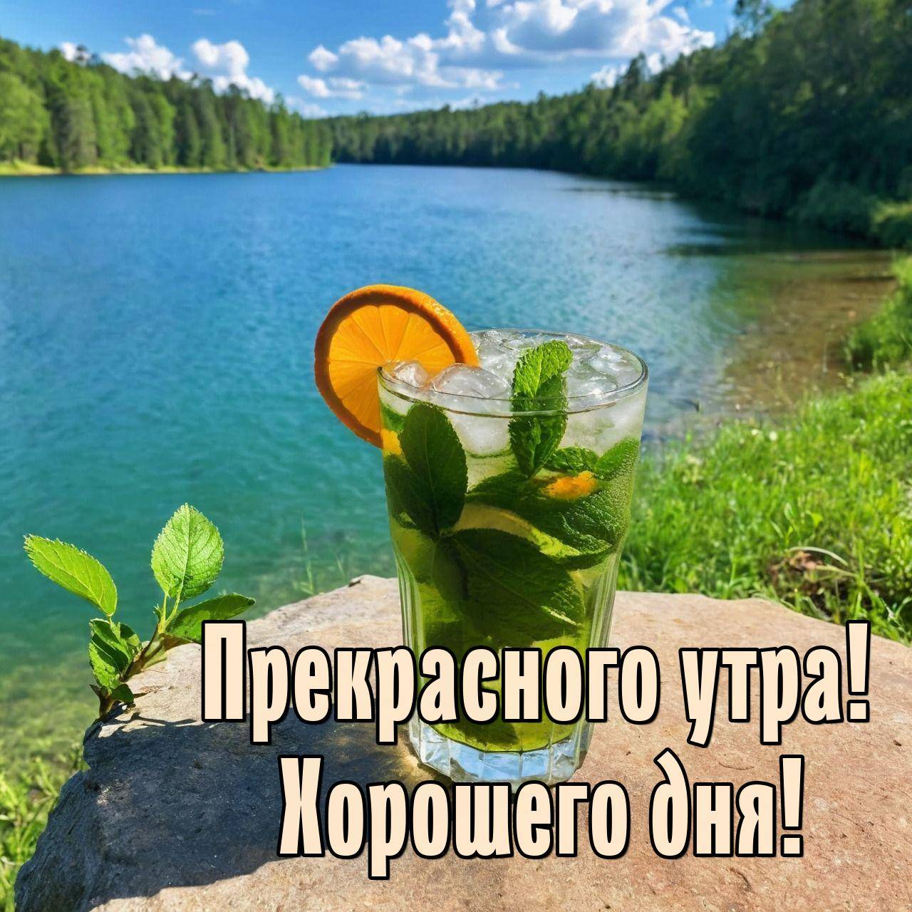 Утро, освежающий напиток с мятой и апельсином