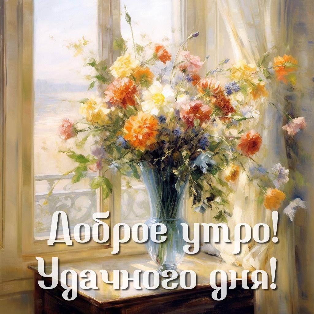 Утро, вазочка с цветами на столе