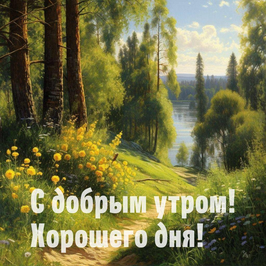 Утро, лесная тропинка и летний пейзаж